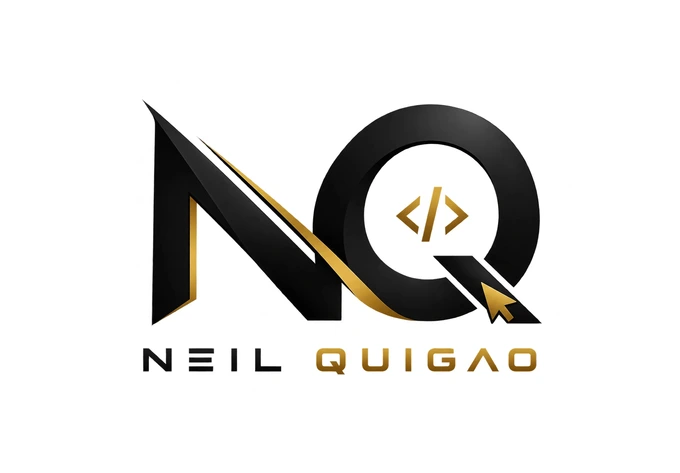 Neil Quigao logo: the letters N and Q with a code symbol and a cursor
