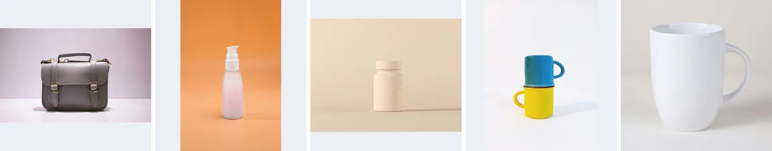 Five product photos with different framings and sizes